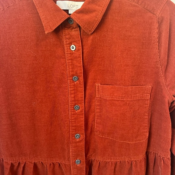 LOFT Rust Corduroy Shirt Dress - Picture 4 of 5